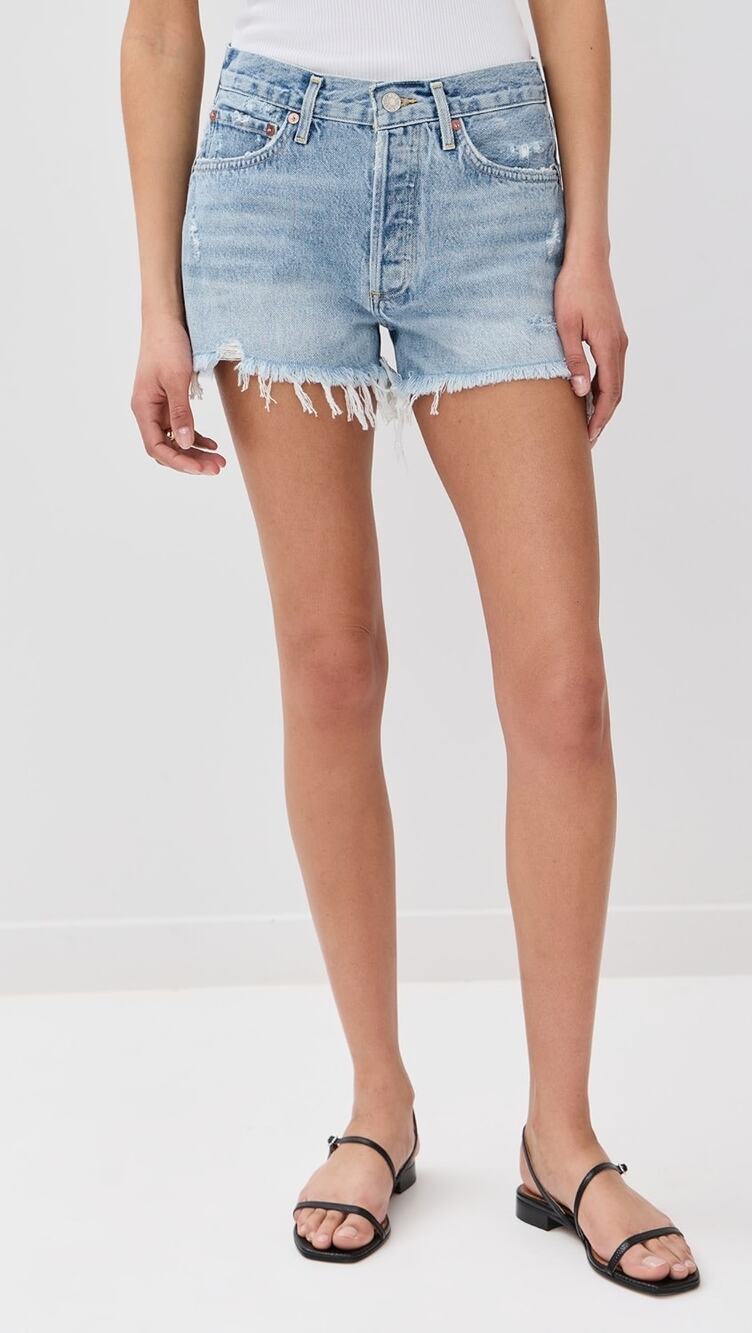AGOLDE Parker Vintage Cut Off Denim Shorts Light Wash Distressed Size 32